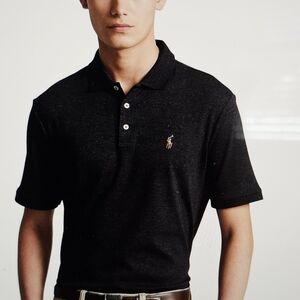 Classic Fit Polo Raph Lauren Cotton Polo shirt. Black Marl Heather XL